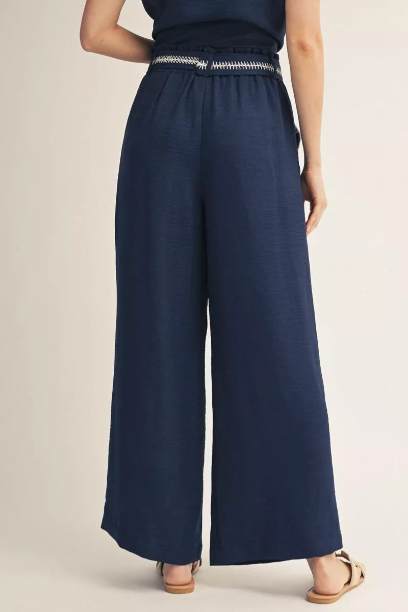 Jodifl Belted Waist Wide Leg Slacks