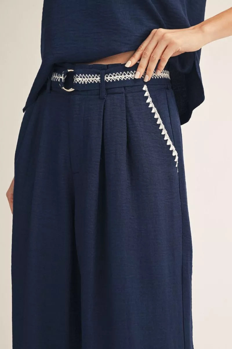 Jodifl Belted Waist Wide Leg Slacks