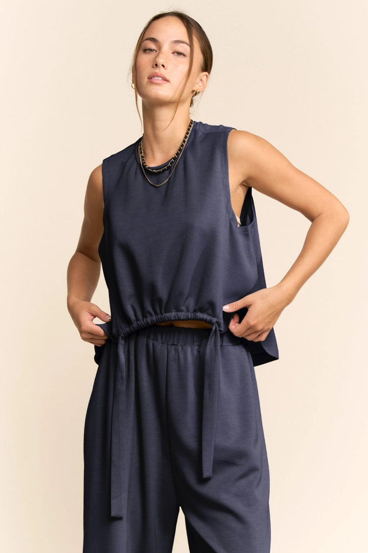 Davi & Dani Cinch Tie Top with Semi Joggers