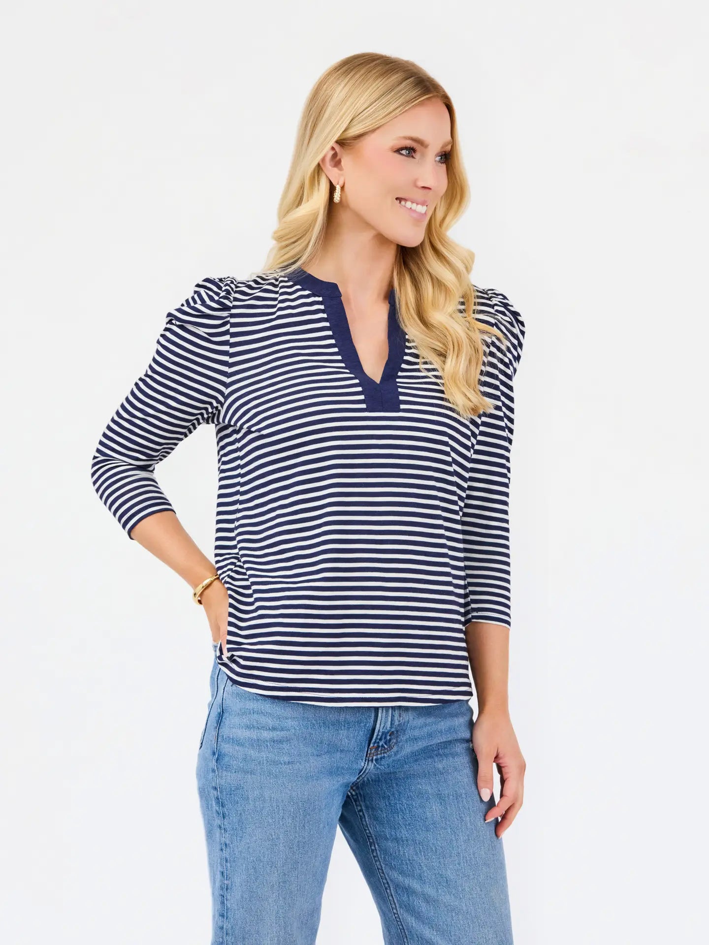 MS Adelyn Navy Stripe Top