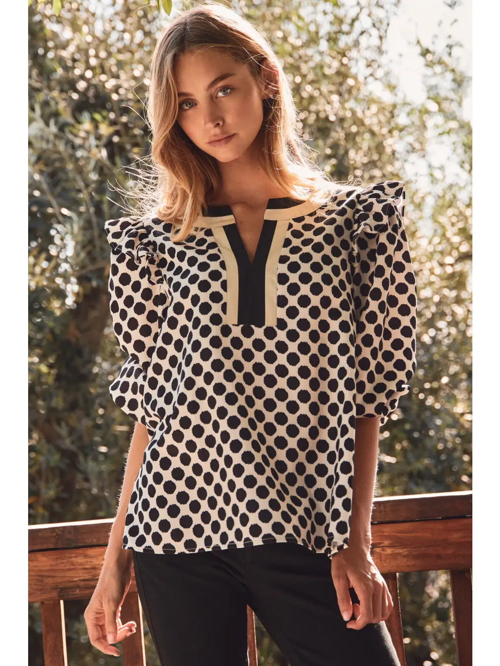 Oddi Allover Polka Dot Shift Blouse