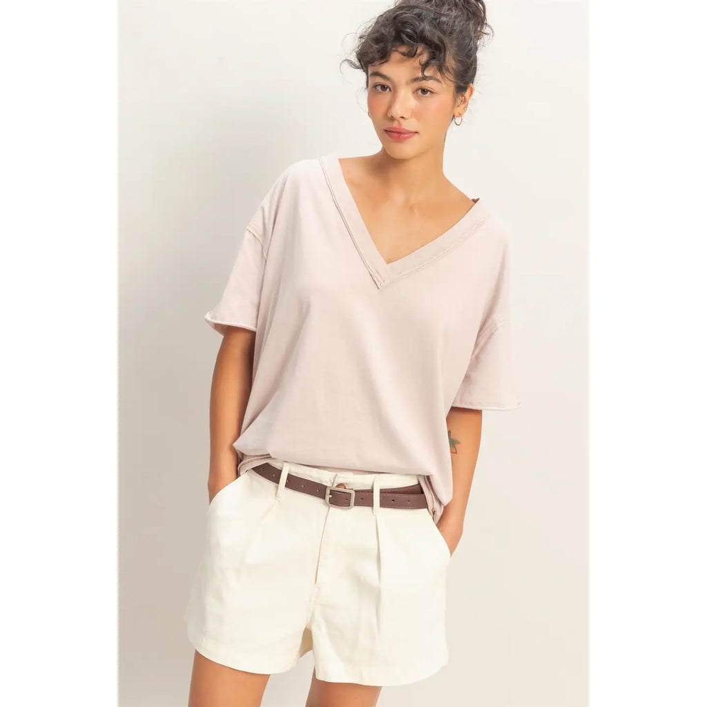 Hyfve Washed V-Neck Oversized Tee