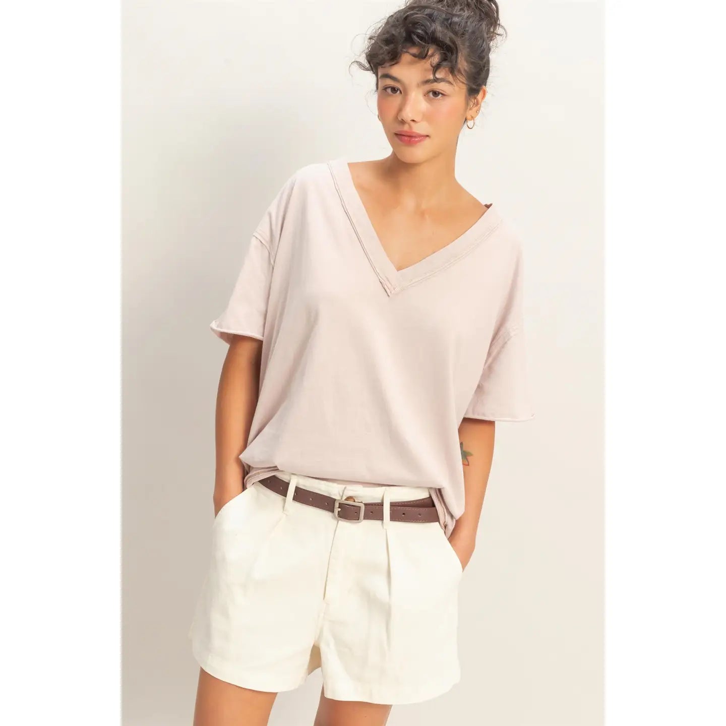 Hyfve Washed V-Neck Oversized Tee
