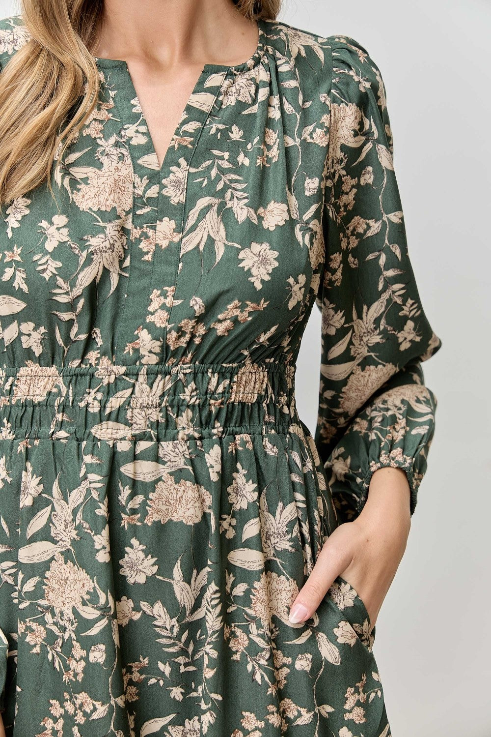 Polagram Floral Mini Dress w Elastic Waist