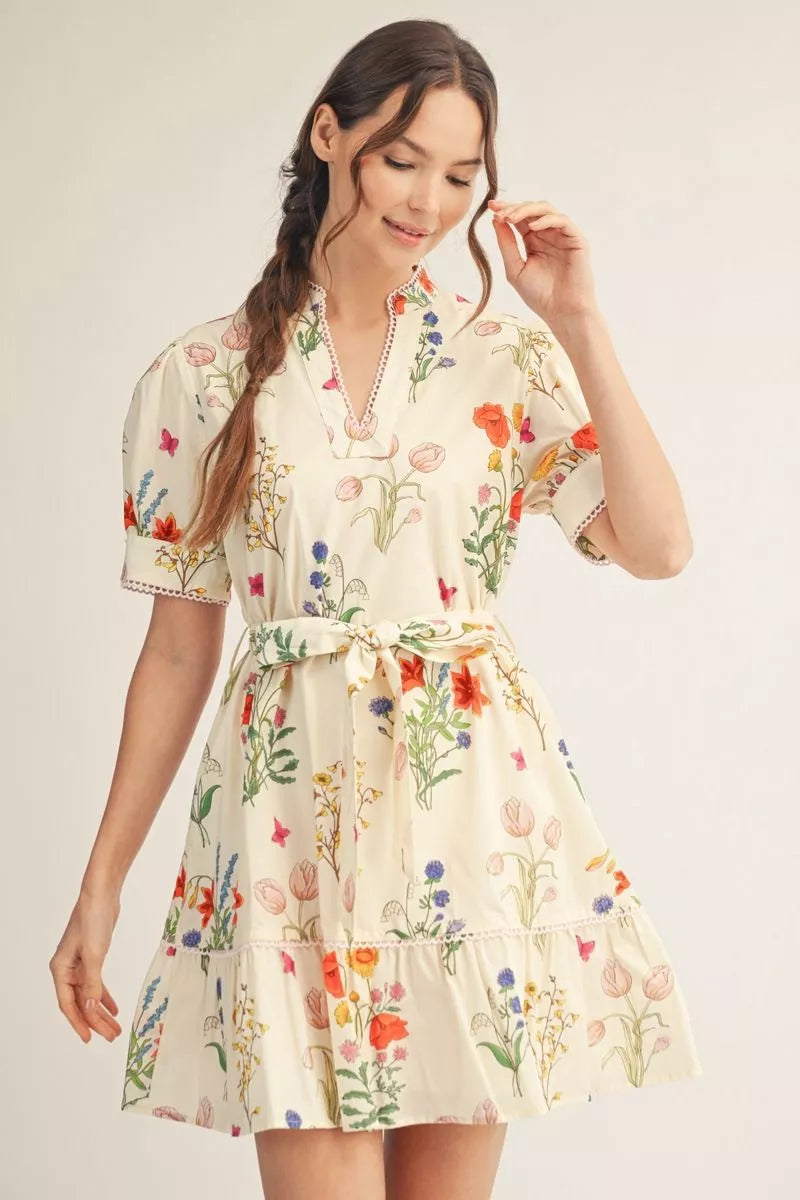 Jodifl Short Puff Sleeve Floral Dress