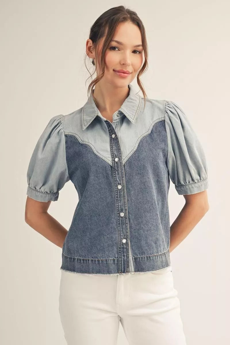 Jodifl Washed Denim Top