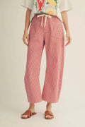 Jodifl Drawstring Waist Stripe Barrel Pants