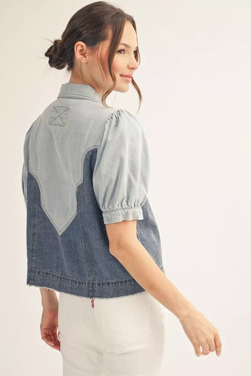 Jodifl Washed Denim Top