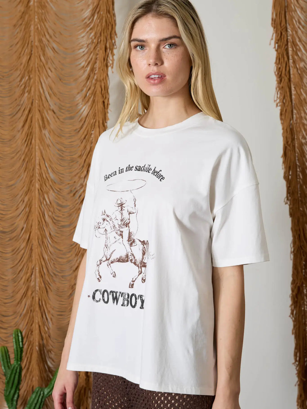 Blu Pepper Cowboy Oversized Knit Graphic Shirt