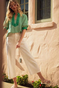 Jodifl High Waist Wide Leg Solid Pants with Scallop Pockets